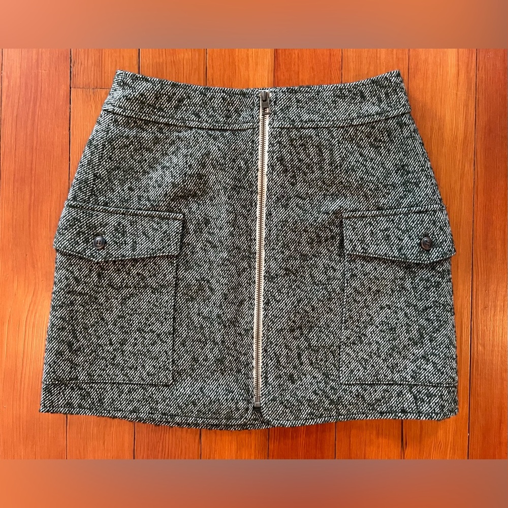 NWOT Madewell Green Zip-Front Mini Skirt - 0